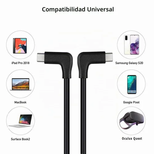 Vista 6 de QCEs Cable USB C a USB C de ángulo recto de 3.3 pies, cable USB-C 3.2 Gen 2 de transferencia de datos de 20 Gbps, salida de video 4K, carga rápida