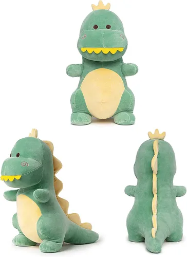 Vista 4 de Animal de peluche de dinosaurio, lindo peluche de dinosaurio suave de 12 pulgadas, juguetes de peluche para niños y niñas, bebés y niños (verde)