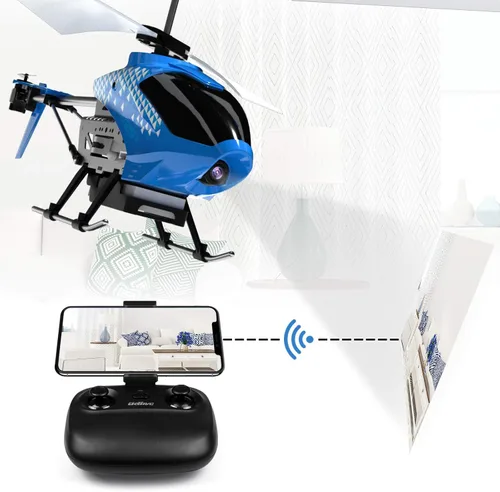 Vista 2 de Cheerwing U12S Mini helicóptero RC con cámara helicóptero de control remoto para niños y adultos Azul