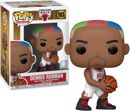 Vista 2 de Dennis Rodman Pop #103 Figura de vinilo de baloncesto (incluye funda protectora de plástico compatible con Ecotek Pop Box)
