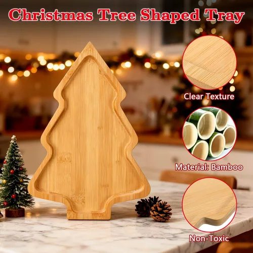 Vista 7 de BESTonZON Tabla de charcutería de árbol de Navidad, platos de plato de árbol de Navidad en forma de tablero de charcutería de madera
