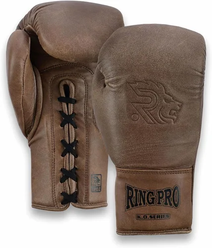 Vista 8 de Ring Pro Leather Lace-Up Cracker Boxing Gloves, for Training, Sparring, and Heavy Bag Work, Boxing, MMA, Kickboxing, Muay Thai, for Men and Women
