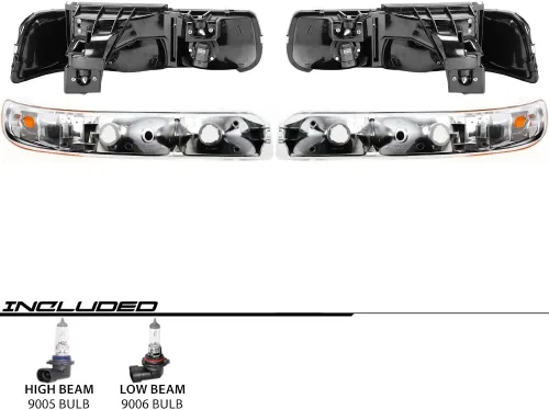 Vista 4 de EPIC LIGHTING OE Spec - Faros halógenos de repuesto compatibles con Chevrolet 99-02 SILVERADO, combo de 4 piezas Combo 4 piezas