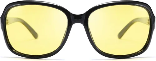 Vista 2 de FEISEDY Gafas de noche clásicas para mujer, antirreflejos, envolventes, amarillas, B2548