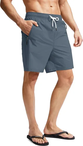 Vista 3 de Viodia Traje de baño para hombre con forro de compresión de secado rápido con bolsillos con cremallera