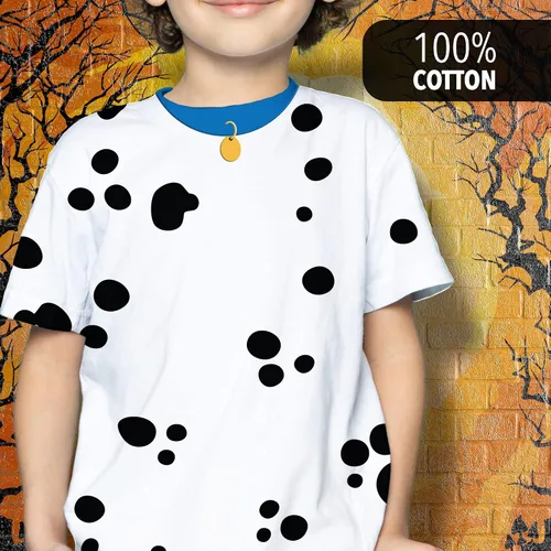 Vista 3 de Halloween Dalmatian Costume Blue Collar All Over Youth T Shirt