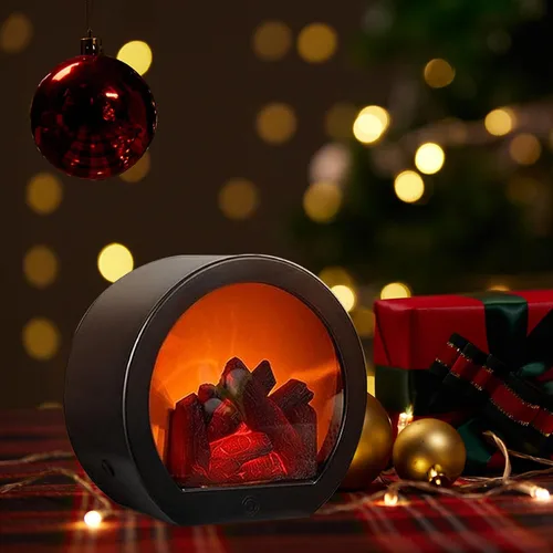 Vista 7 de Mini calentador de chimenea, linternas decorativas para chimenea, pequeña chimenea falsa, lámpara de fuego LED con efecto de llama, decoración