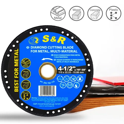 Vista 4 de S&R Disco de corte multimaterial de diamante de 4.5 pulgadas, dura 50 veces más largo, de baja visión, resistente a las roturas, sin desgaste