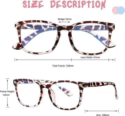 Vista 4 de COASION Gafas de pantalla azul para niños de 3 a 12 años, paquete de 3 gafas de bloqueo de luz azul para niñas y niños, anteojos falsos