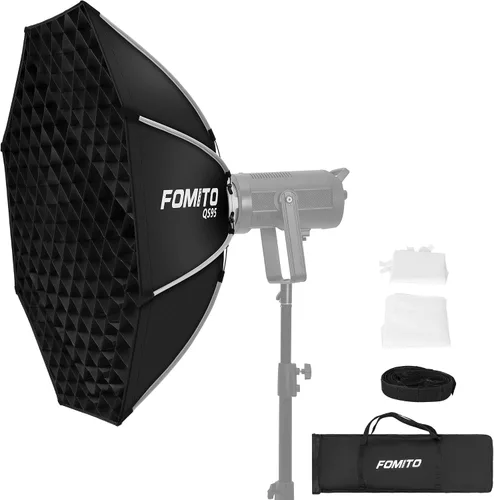 Vista 12 de FOMITO Caja de luz rectangular de liberación rápida de 11.8 x 47.2 pulgadas, caja de luz rectangular de montaje Bowens con rejilla de haz