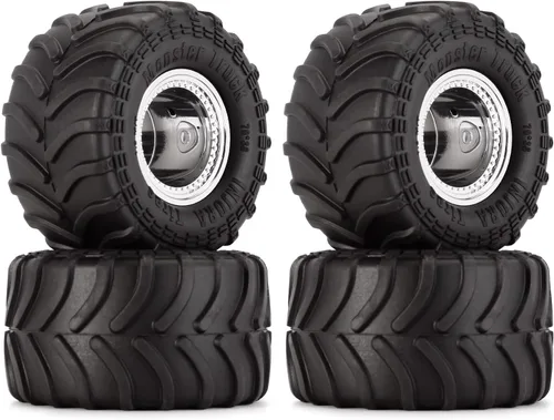 Vista 8 de INJORA Monster Truck - Juego de neumáticos de llanta para Axial SCX24 FMS FCX24 y TRX4MT, 2.756 x 1.496 in, MT1012 (negro)
