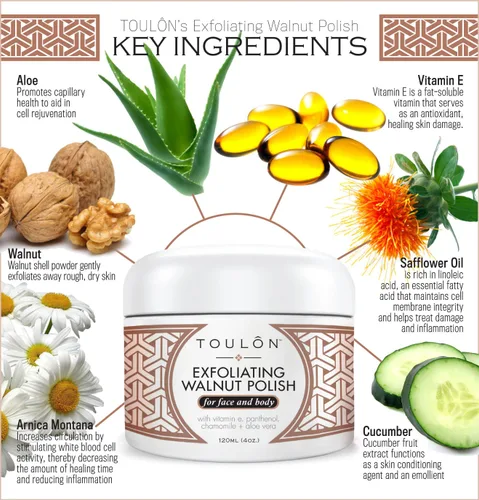 Vista 3 de Exfoliante facial exfoliante – Limpiador de poros exfoliante natural de nuez para cara y cuerpo para hombres y mujeres. Exfoliante facial