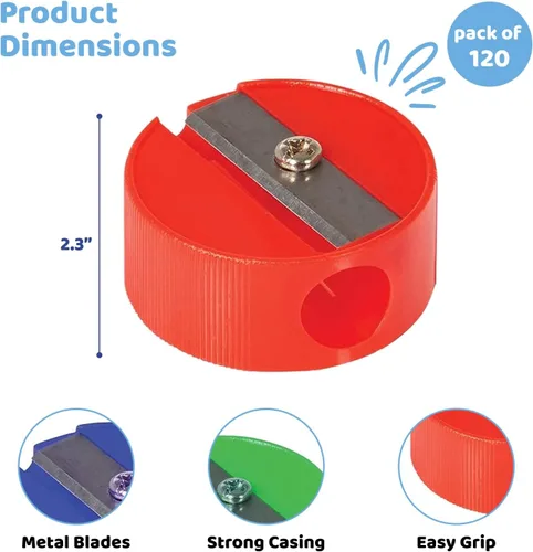 Vista 3 de Neliblu Sacapuntas – Sacapuntas de plástico para niños con cuchillas de metal – Sacapuntas manual portátil y de colores – Esencial para el regreso a