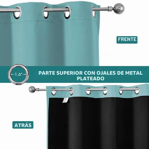 Vista 3 de ChrisDowa Cortinas 100% opacas de 63 pulgadas de largo para dormitorio con forro negro, 2 capas gruesas totalmente opacas con aislamiento térmico