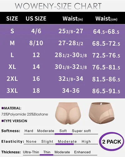 Vista 6 de WOWENY Bragas con control de abdomen para mujer, sin costuras, para levantar glúteos, cómodas, moldeadoras de cuerpo, ropa interior sexy