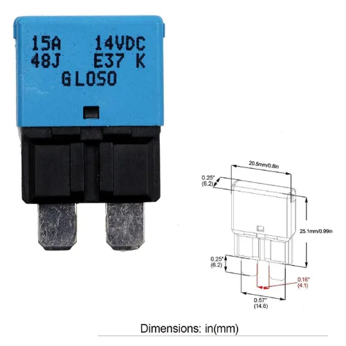 Vista 4 de E37 Auto (T1) Fusibles de disyuntor de reinicio automático de perfil bajo ATC/ATO - 12V DC 5A 10A 15A 20A 25A 30A (Paquete de 6 piezas mixtas) T1