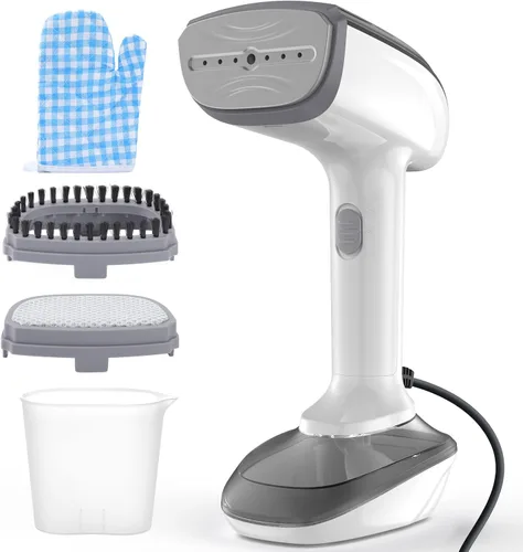 Vista 9 de Vaporizador de tela portátil potente - 1800W con placa de calentamiento rápido de cerámica, planchado y removedor de arrugas 2 en 1, boquilla