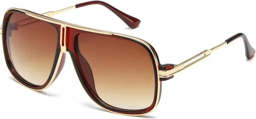 Vista 17 de AEVOGUE Men's Oversized Shield Sunglasses, Retro Alloy Aviator AE0336 Negro marco Grey Lens