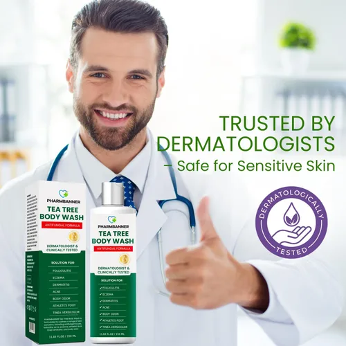 Vista 4 de PHARMBANNER Gel de baño antifúngico de árbol de té - Alivia la foliculitis, el acné, la picazón de deportista, el pie de atleta, la tiña, la tiña