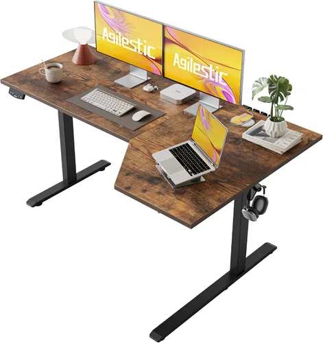 Vista 20 de Agilestic - Escritorio Eléctrico de Pie, Escritorio Ajustable en Altura de 55 Pulgadas en Forma de L, Escritorio para Sentarse y Pararse