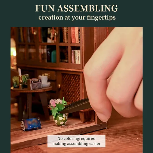 Vista 2 de Kits de rincón de libros para adultos, kit de sujetalibros 3D 2026, kit de construcción de modelo de casa de libro mágico, decoración con sensor