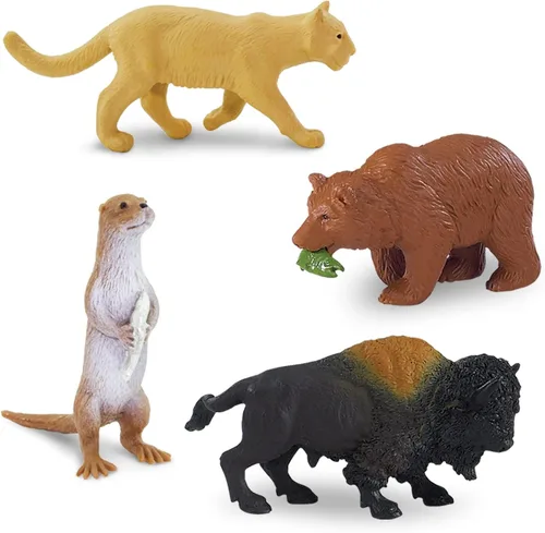 Vista 6 de Vida salvaje de Toob Safari Ltd con 12 figuras de animales salvajes favoritos de América del Norte como un león montañés, lobos, alces, ariete