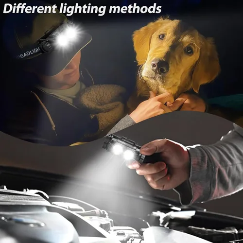 Vista 5 de Bud K Headlamp Rechargeable, 5000L Super Bright Light LED Rechargeable Headlight, 3 Modes, Detachable Flashlight & Waterproof Head Lamp for Adult