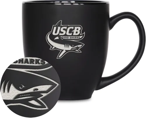 Vista 214 de Rico Industries - Taza de cerámica mate negra con grabado láser estándar de 15oz para NCAA (escuelas T & U) - Para bebidas calientes o frías