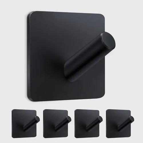Vista 14 de xdgeLoad Ganchos para toallas de baño, 4 unidades, ganchos de pared resistentes para baños, abrigos, batas, cocina, ganchos autoadhesivos sin Negro