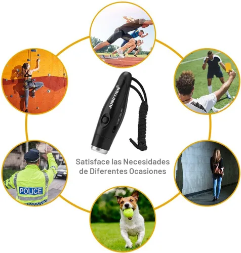 Vista 4 de UNIWA Silbato electrónico, silbato operado por batería ajustable con 3 sonidos de silbato diferentes y fuertes con cordón, silbatos electrónicos