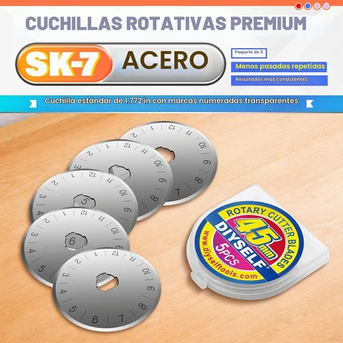 Vista 6 de DIYSELF Cortador rotatorio para Fabricr, cortador rodante con 5 cuchillas Azul