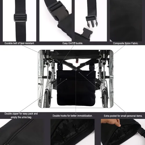 Vista 4 de Funda para bolsa de catéter, soporte para bolsa de drenaje de orina, cubierta de privacidad con correas ajustables para bolsa de catéter Foley