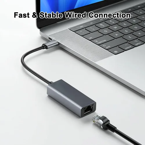 Vista 2 de Adaptador USB C a Ethernet, concentrador de red portátil de 1 Gigabit, 10/100/1000 Mbps, adaptador de Internet USB 3.0 a RJ45 compatible con laptop