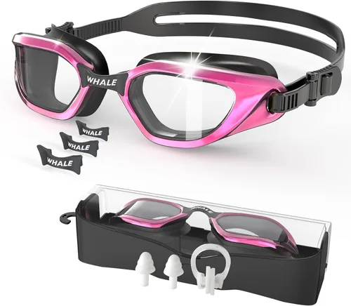 Vista 11 de Whale Gafas de natación para adultos, antiempañamiento, cómodas, polarizantes, para adultos, unisex