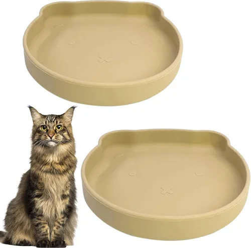 Vista 22 de Tazón de silicona poco profundo para perros, tazones de comida para gatos de 7 pulgadas, platos planos para cachorros, lindos platos para fatiga