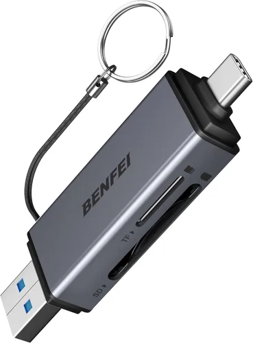 Vista 11 de Lector de tarjetas de memoria, BENFEI 4 en 1 USB 3.0 y USB-C a SD Micro SD Adaptador de lector de tarjetas MS CF, 4 tarjetas de lectura y escritura