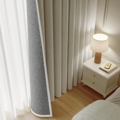 Vista 14 de Rinwoc - Cortinas 100% opacas para dormitorio, cortinas con aislamiento térmico de 1.6 m de longitud, 2 paneles, lino texturizado de estilo granja