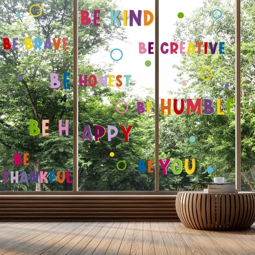 Vista 4 de 6 calcomanías inspiradoras coloridas para pared, frases motivacionales, calcomanías de pared con frase "You're Braver Than You Believe