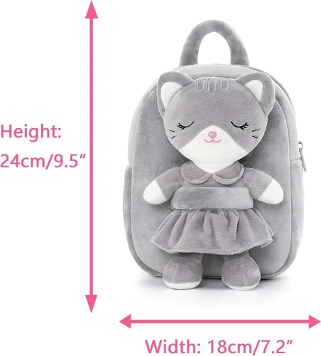 Vista 2 de Lazada Mochila para niños pequeños, juguetes de animales de peluche, mochila pequeña, color gris, 9.5 pulgadas