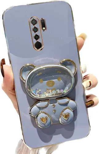 Vista 10 de Miagon Bear - Funda con soporte para espejo para Xiaomi Redmi A1, Quicksand Glitter Electroplated Soft TPU Protector Slim a prueba de golpes