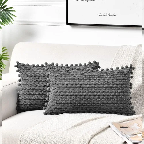 Vista 19 de Fancy Homi - Juego de 2 fundas de cojín decorativas crema blanco de 40 x 40 cm con pompones para sofá cama, decoración de hogar moderna, rústica