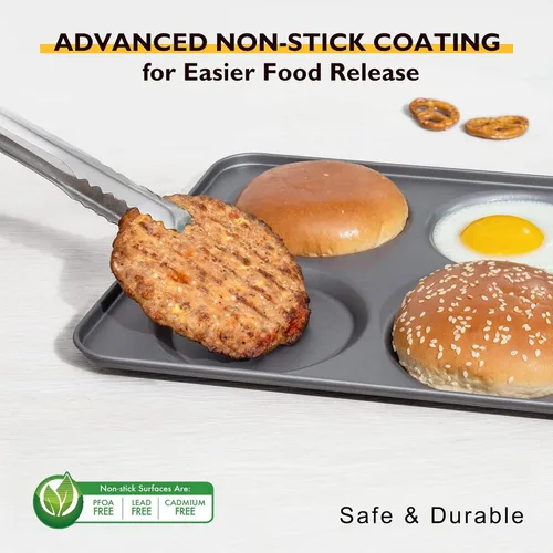 Vista 4 de HONGBAKE Juego de 2 Moldes Grandes para Parte Superior de Magdalenas, Molde Antiadherente de 4 Cavidades para Panecillos de Hamburguesa, Molde Jumbo