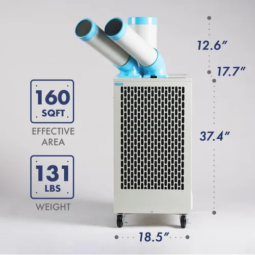 Vista 9 de Uninex SAC3000 KOOLZONE - Enfriador de puntos móvil para interiores y exteriores con doble conducto, grado industrial, refrigerante 10,236-BTU, R-32