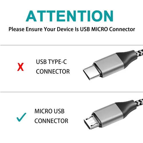 Vista 2 de TPLTECH Cable de carga para controlador PS4, 2 unidades-15 pies Micro USB 2.0 de nailon trenzado, cargador rápido y cable, cable de carga