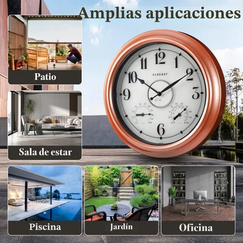 Vista 7 de CLXEAST Relojes iluminados de 18 pulgadas para interior y exterior con sensor inteligente, reloj de pared moderno estilo granja con temperatura