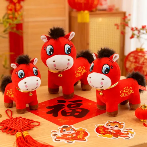 Vista 6 de Peluche de Año Nuevo Chino del Caballo 2026, ideal para decoración del hogar, mascota de recuerdo para adornos de automóvil, hogar, oficina, tienda