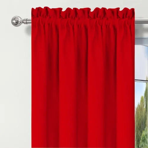 Vista 6 de Cenefa de ventana extra ancha roja para dormitorio, sala de estar, cocina, baño, media ventana, juego de paneles de cortina corta, 1 pieza Rojo