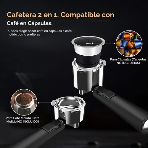 Vista 9 de COWSAR Máquina de café expreso comercial de 20 bares, cafetera compacta con espumador de leche, máquinas de café Expresso con tanque de agua