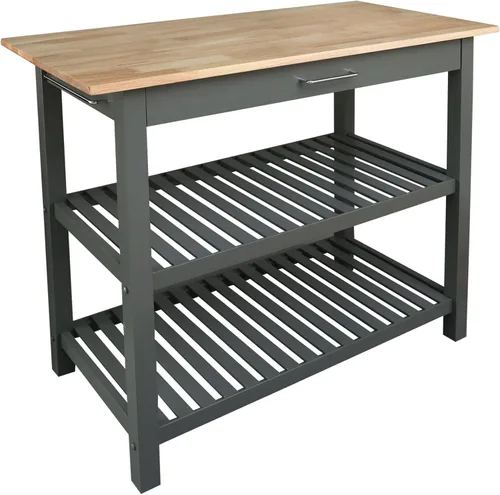 Vista 10 de Casual Home Isla de cocina de madera maciza, tapa de arce natural, base blanca (nueva) 40*20*36.5inch