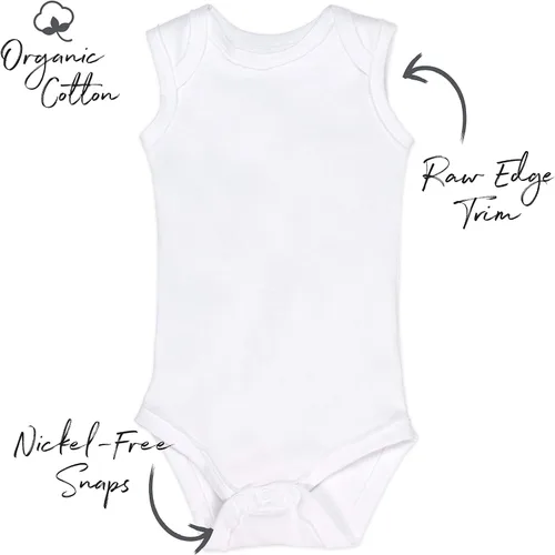 Vista 2 de HonestBaby Body sin mangas de algodón orgánico para bebé, paquete múltiple